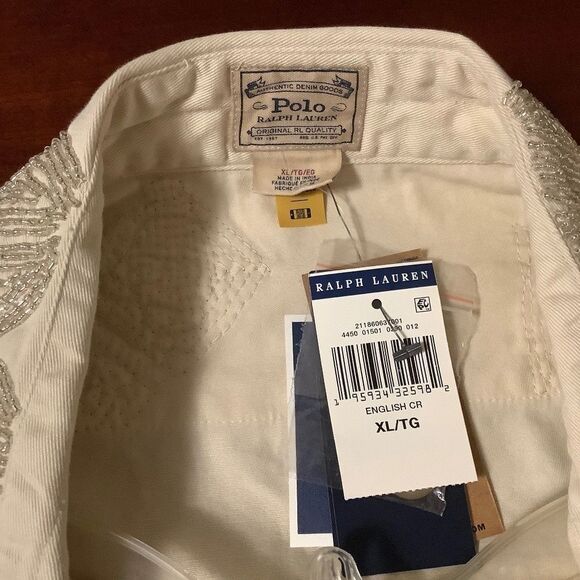 NWT Polo RALPH LAUREN SILVER BEADS EMBROIDERED COTTON SHIRT NEW WITH TAG US XL - Picture 11 of 16